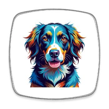 Frisian Pointing Dog Breed Colorful Cartoon Kawaii - Square fridge magnet - white - Front