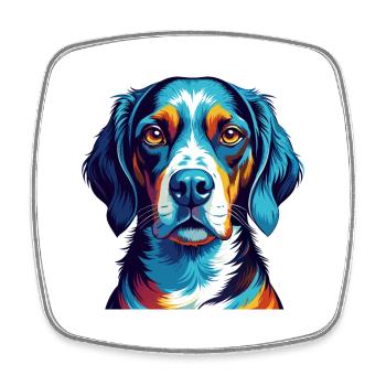French Tricolor Hound Dog Breed Cartoon Kawaii - Square fridge magnet - white - Front