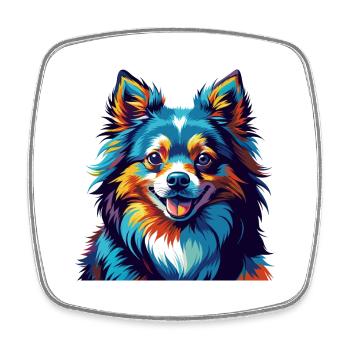 Deutsche Spitz Hunderasse Bunte Karikatur Kawaii - Viereckiger Kühlschrankmagnet - Weiß - Vorne