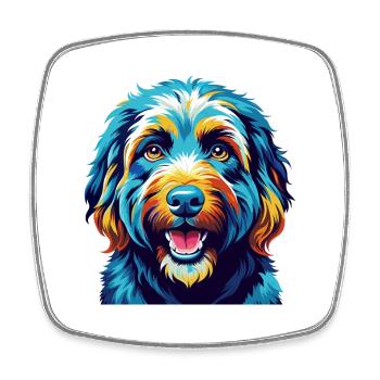 Goldendoodle Hunderasse Bunte Karikatur Kawaii - Viereckiger Kühlschrankmagnet - Weiß - Vorne