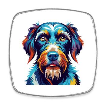 German Wirehaired Pointer Dog Breed Cartoon Kawaii - Square fridge magnet - white - Front