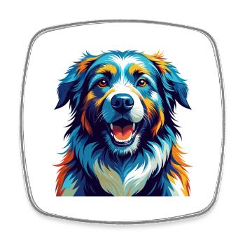 Chien de berger de l’Himalaya race Dessin animé coloré Kawaii - Magnet carré - blanc - Devant