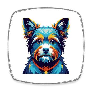 Terrier japonais chien race coloré dessin animé Kawaii - Magnet carré - blanc - Devant