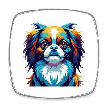 Japanese Chin Dog Breed Colorful Cartoon Kawaii - Square fridge magnet - white - Front