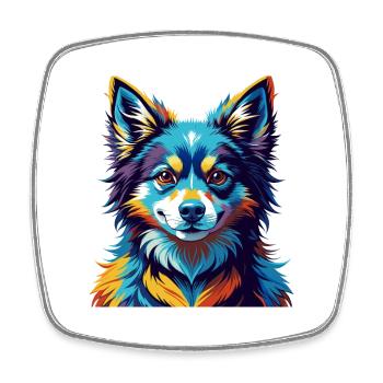 Italien Volpino Chien Race Coloré Dessin Animé Kawaii - Magnet carré - blanc - Devant