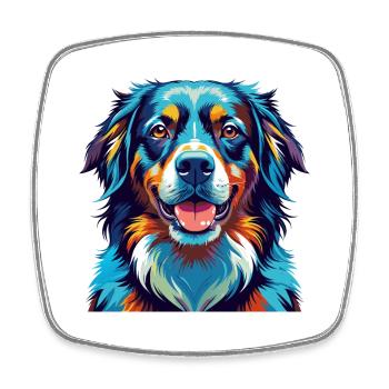 Hovawart Chien Race Coloré Dessin Animé Kawaii - Magnet carré - blanc - Devant