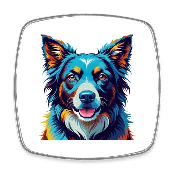 Karst Schäferhund Hunderasse Bunt Karikatur Kawaii - Viereckiger Kühlschrankmagnet - Weiß - Vorne