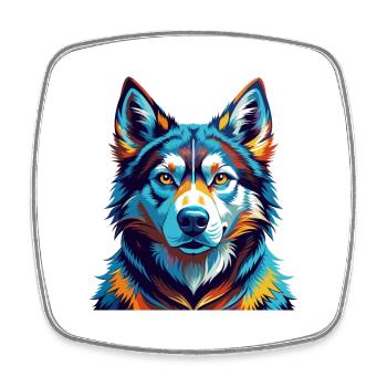 Labrador Husky Chien Race Coloré Dessin Animé Kawaii - Magnet carré - blanc - Devant