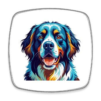 Landseer Chien Race Coloré Dessin Animé Kawaii - Magnet carré - blanc - Devant