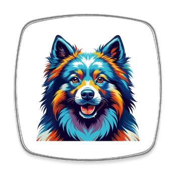 Keeshond Dog Breed Colorful Cartoon Kawaii - Square fridge magnet - white - Front