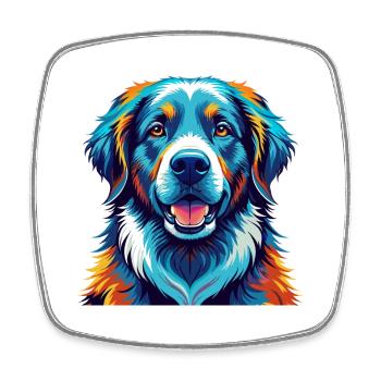 Kuvasz Ungarische Hunderasse Bunte Karikatur Kawaii - Viereckiger Kühlschrankmagnet - Weiß - Vorne