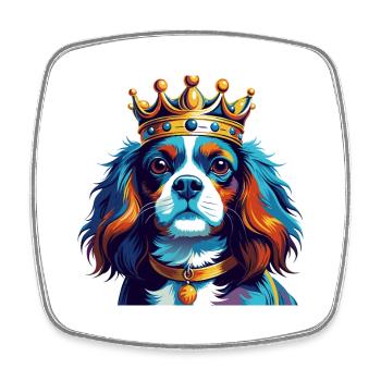 Roi Charles Chien Race Coloré Dessin Animé Kawaii - Magnet carré - blanc - Devant