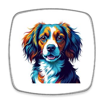 Kooikerhondje race de chien coloré dessin animé Kawaii - Magnet carré - blanc - Devant