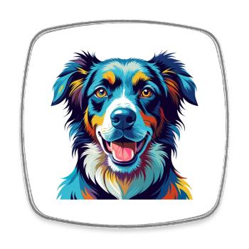 Koolie Chien Race Coloré Dessin animé Kawaii - Magnet carré - blanc - Devant