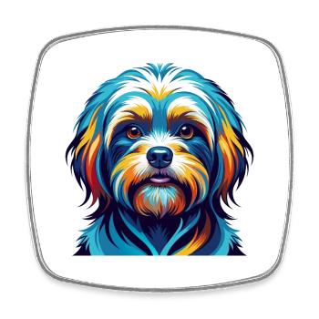 Lhasa Apso Hunderasse Bunte Karikatur Kawaii - Viereckiger Kühlschrankmagnet - Weiß - Vorne