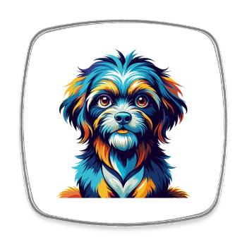 Lowchen Petit Lion Chien Race Dessin Animé Kawaii - Magnet carré - blanc - Devant