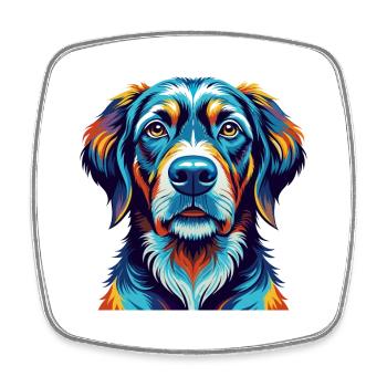 Majestueux arbre chien race chien dessin animé Kawaii - Magnet carré - blanc - Devant