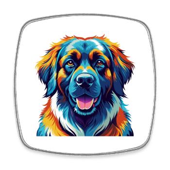 Leonberger Dog Breed Colorful Cartoon Kawaii - Square fridge magnet - white - Front