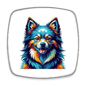Japanische Spitz Hunderasse Bunte Karikatur Kawaii - Viereckiger Kühlschrankmagnet - Weiß - Vorne