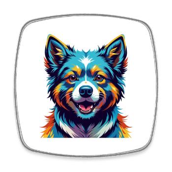 Kishu Ken Hunderasse Bunte Karikatur Kawaii - Viereckiger Kühlschrankmagnet - Weiß - Vorne