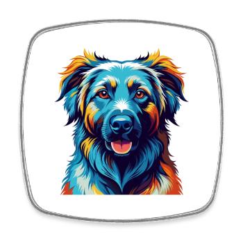 Kuchi Berger Afghan Chien Race Dessin Animé Kawaii - Magnet carré - blanc - Devant