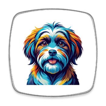 Maltese Shih Tzu Dog Breed Colorful Cartoon Kawaii - Square fridge magnet - white - Front