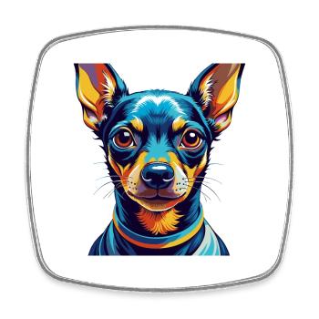 Miniature Pinscher Chien Race Dessin Animé Kawaii - Magnet carré - blanc - Devant