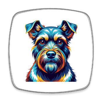 Miniatur Schnauzer Hund Rasse Karikatur Kawaii - Viereckiger Kühlschrankmagnet - Weiß - Vorne