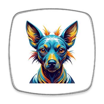 Inca Hairless Dog Breed Colorful Cartoon Kawaii - Square fridge magnet - white - Front