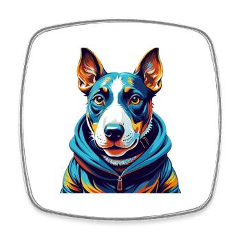 Miniatur Bullterrier Hund Rasse Karikatur Kawaii - Viereckiger Kühlschrankmagnet - Weiß - Vorne