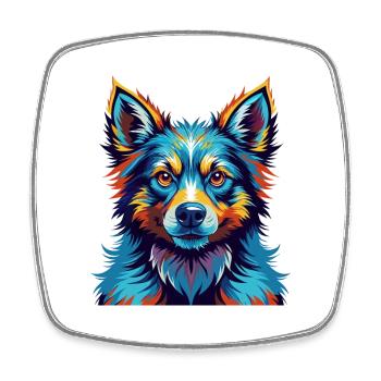 Milieu Asiatique Ovtcharka Chien Race Dessin Animé Kawaii - Magnet carré - blanc - Devant
