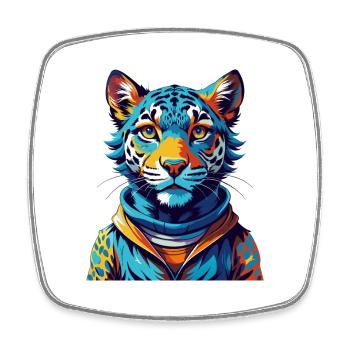 Leopard Cur Hunderasse Bunte Karikatur Kawaii - Viereckiger Kühlschrankmagnet - Weiß - Vorne