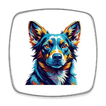 Laufhund Hunderasse Bunte Karikatur Kawaii - Viereckiger Kühlschrankmagnet - Weiß - Vorne