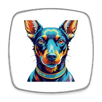 Manchester Terrier Chien Race Dessin Animé Kawaii - Magnet carré - blanc - Devant