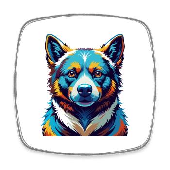 Ours Carélien Chien Race Coloré Dessin Animé Kawaii - Magnet carré - blanc - Devant