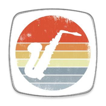 Vintage Saxophone Sketch - Square fridge magnet - white - Front