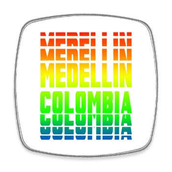 Medellin Kolumbien Regebogen Design - Viereckiger Kühlschrankmagnet - Weiß - Vorne