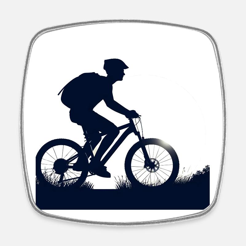 Eco Bike at Night Silhouette - Square fridge magnet - white