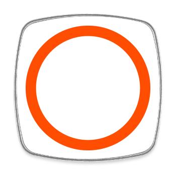 Emblème du cercle orange fluo - Magnet carré - blanc - Devant