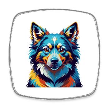 Icelandic Sheepdog Breed Colorful Cartoon Kawaii - Square fridge magnet - white - Front