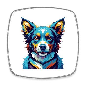 Hygenhund Chien Race Coloré Dessin Animé Kawaii - Magnet carré - blanc - Devant