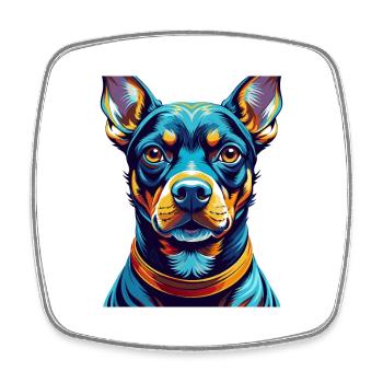 German Pinscher Dog Breed Colorful Cartoon Kawaii - Square fridge magnet - white - Front