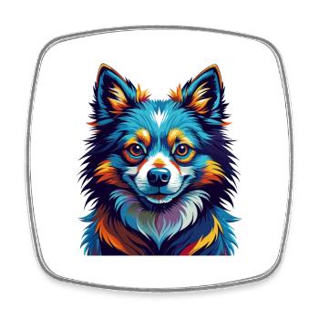 Spitz indien chien race Dessin animé coloré Kawaii - Magnet carré - blanc - Devant