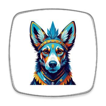 Lièvre Race De Chien Indien Coloré Dessin Animé Kawaii - Magnet carré - blanc - Devant