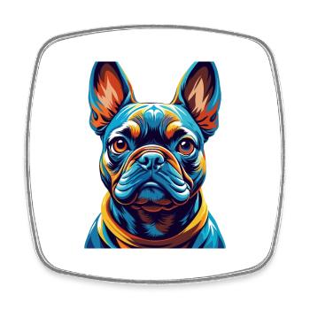 Bouledogue Français Race Coloré Dessin Animé Kawaii - Magnet carré - blanc - Devant