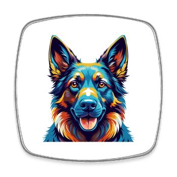 Holländischer Schäferhund Hunderasse Bunte Karikatur Kawaii - Viereckiger Kühlschrankmagnet - Weiß - Vorne