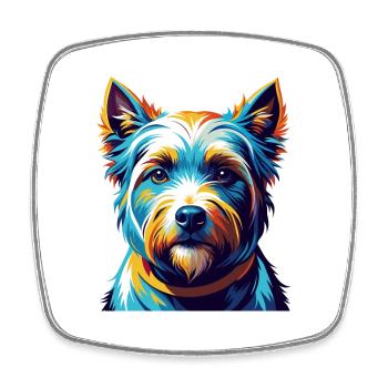 English White Terrier Dog Breed Cartoon Kawaii - Square fridge magnet - white - Front