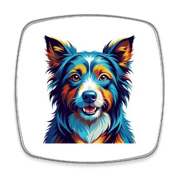 Dutch Smoushond Dog Breed Colorful Cartoon Kawaii - Square fridge magnet - white - Front