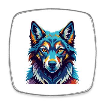 Tschechoslowakische Wolfshundrasse Bunte Karikatur Kawaii - Viereckiger Kühlschrankmagnet - Weiß - Vorne