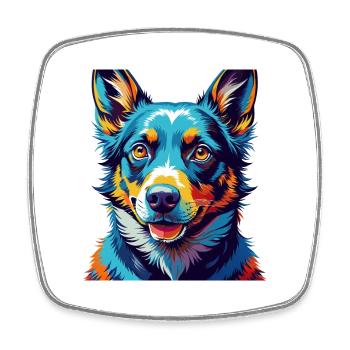 Australian Kelpie Dog Breed Cartoon Kawaii - Square fridge magnet - white - Front
